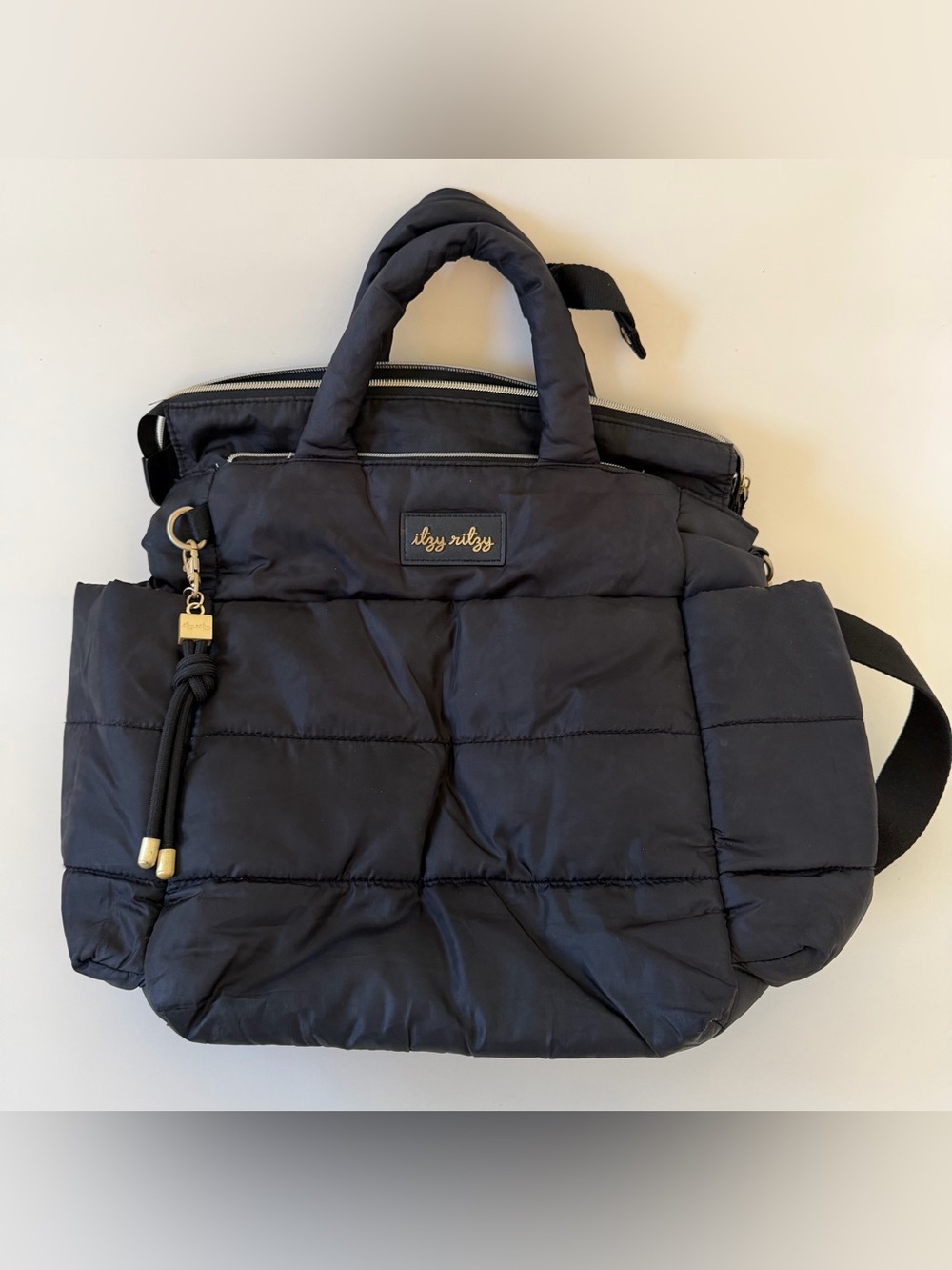 Itzy Ritzy Dream Convertible Diaper Bag Backpack 14 Pockets Black Puffer
